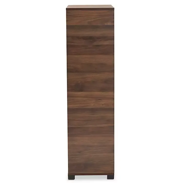 Entryway Furniture-Kirklands Home Walnut Asymmetrical Shoe Storage Cabinet Brown