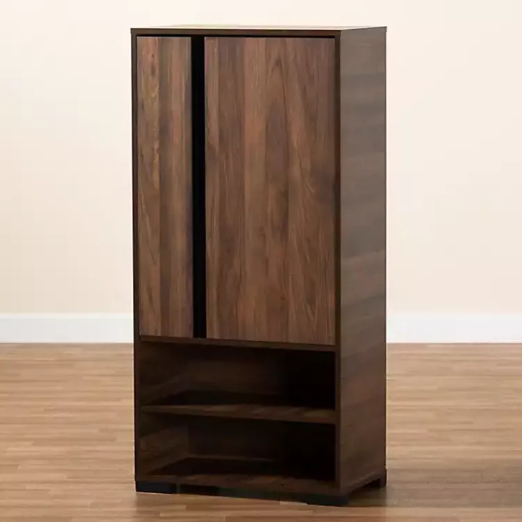 Entryway Furniture-Kirklands Home Walnut Asymmetrical Shoe Storage Cabinet Brown