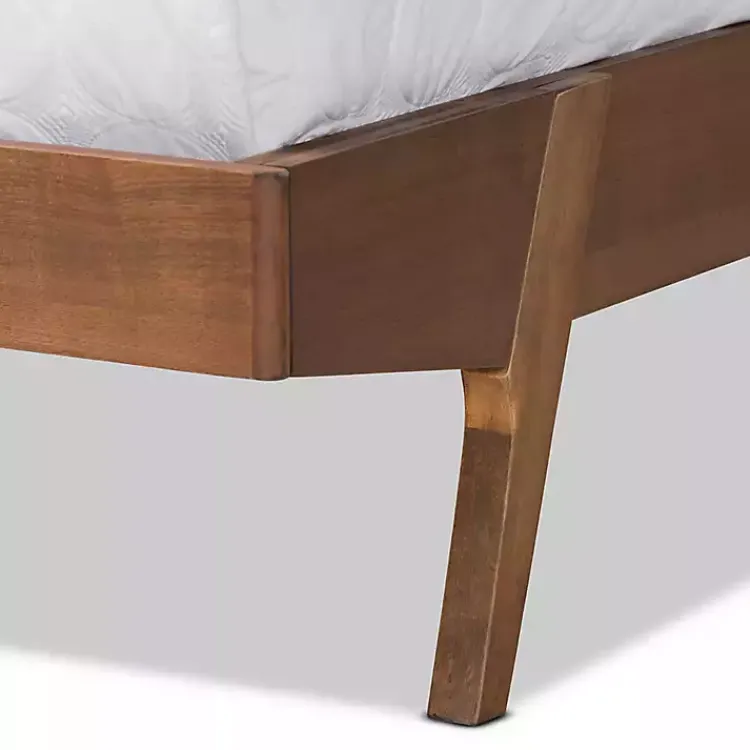 Beds & Headboards-Kirklands Home Tan Upholstered Brown Wood Queen Platform Bed