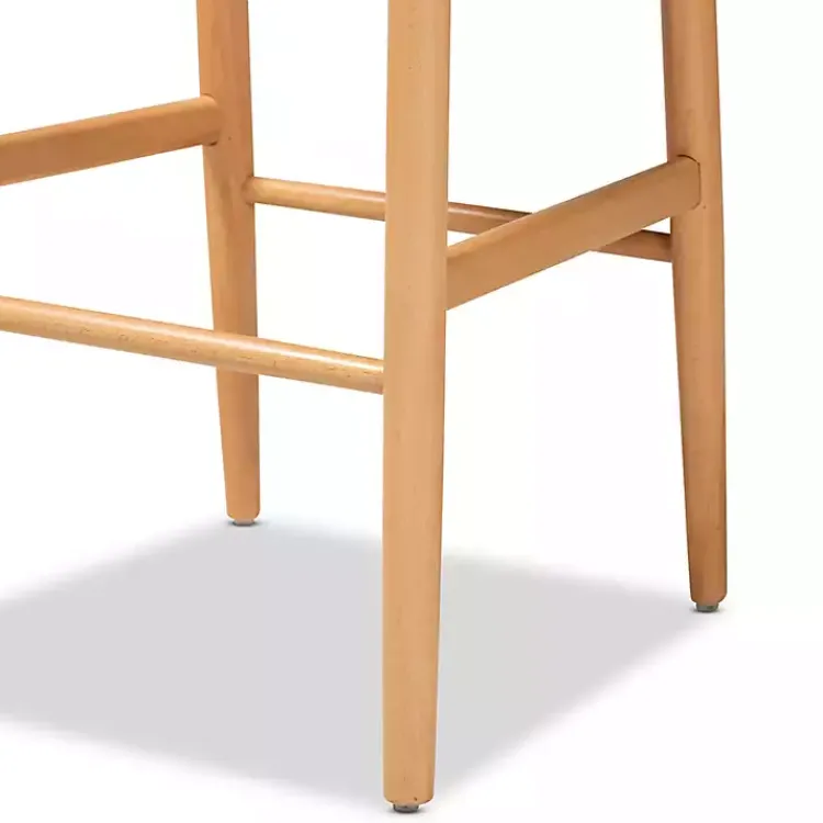 Bar Stools & Counter Height Stools-Kirklands Home Natural Wood Woven Yarn Seat Bar Stools, Set of 2 Tan