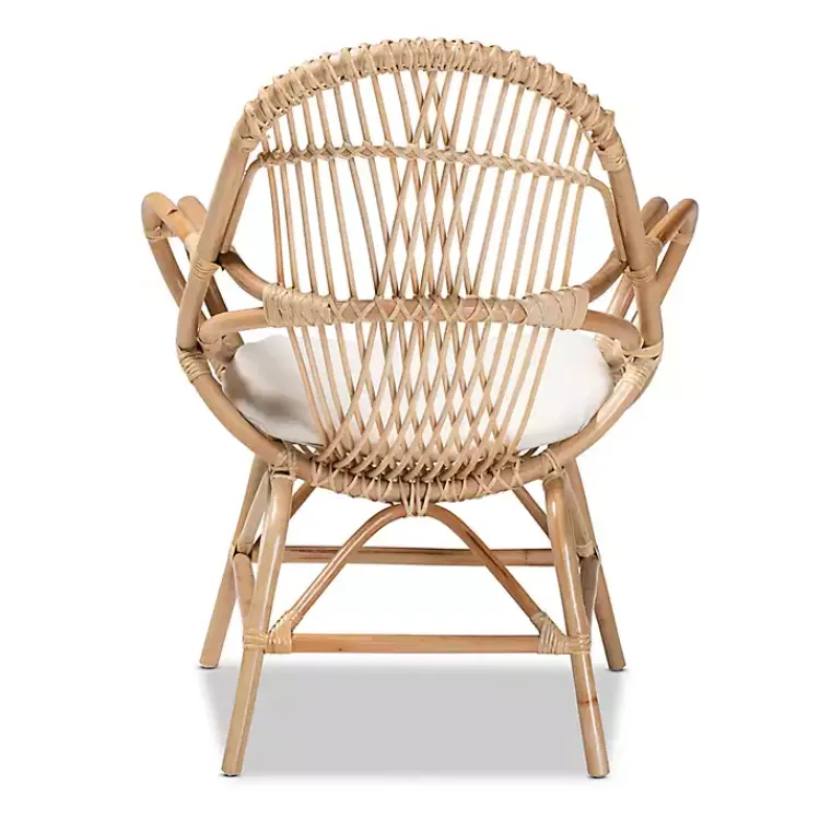 Accent Chairs-Kirklands Home Open Woven Rattan Accent Chair White