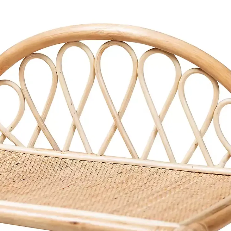 Bookshelves-Kirklands Home Natural Curled Rattan 3-Tiered Bookcase