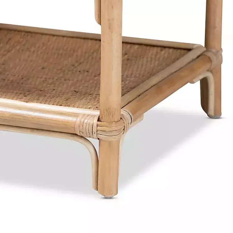 Bookshelves-Kirklands Home Natural Curled Rattan 3-Tiered Bookcase