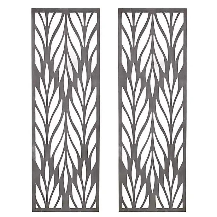 Wall Plaques-Kirklands Home Silver Madison Park Florian Wall Plaques, Set of 2 Gray