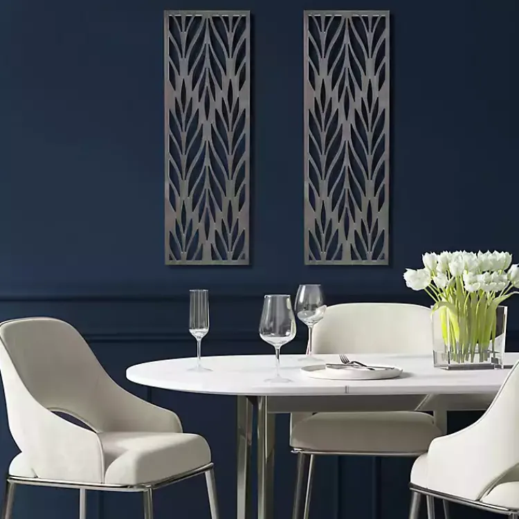 Wall Plaques-Kirklands Home Silver Madison Park Florian Wall Plaques, Set of 2 Gray