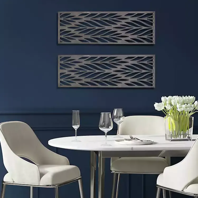 Wall Plaques-Kirklands Home Silver Madison Park Florian Wall Plaques, Set of 2 Gray