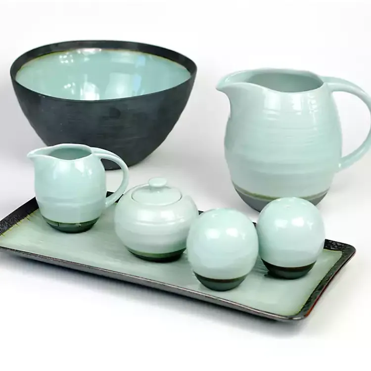 Serving & Entertaining-Kirklands Home Seafoam and Onyx Serving Bowl