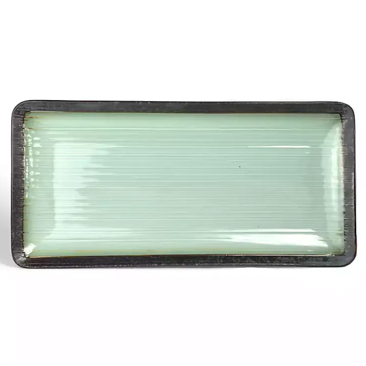 Serving & Entertaining-Kirklands Home Seafoam and Onyx Rectangular Serving Platter