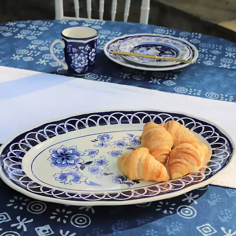 Serving & Entertaining-Kirklands Home Pip Vintage Blue Floral Serving Platter