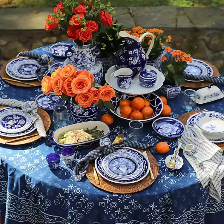 Serving & Entertaining-Kirklands Home Pip Vintage Blue Floral Serving Platter