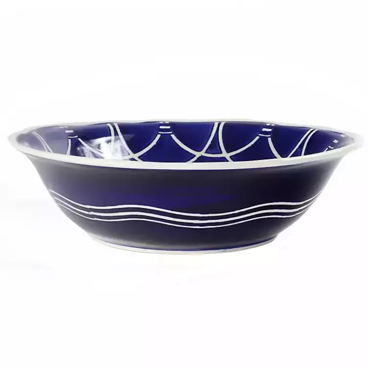 Serving & Entertaining-Kirklands Home Pip Vintage Blue Floral Serving Bowl