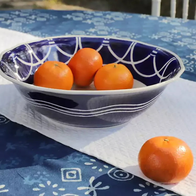 Serving & Entertaining-Kirklands Home Pip Vintage Blue Floral Serving Bowl