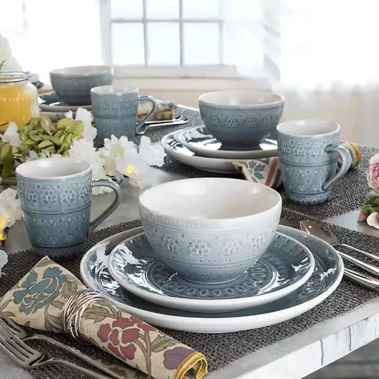 Dinnerware-Kirklands Home Tessa 16-pc. Dinnerware Set Gray