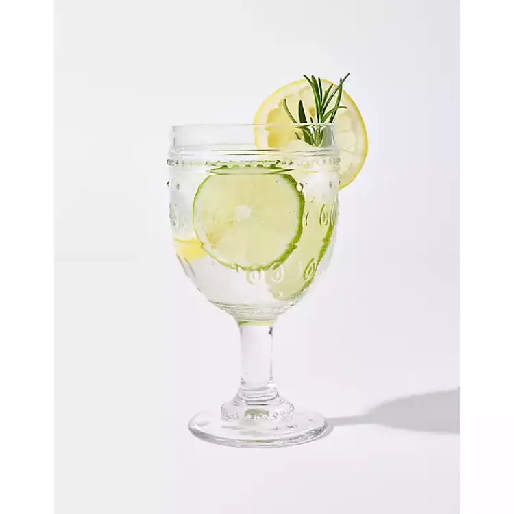 Glassware & Drinkware-Kirklands Home Textured Goblet Glasses, Set of 4 Clear