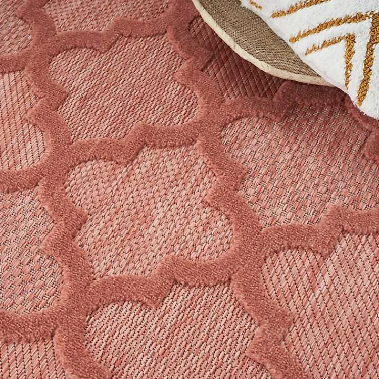 Outdoor Rugs-Kirklands Home Bright Coral Trellis Outdoor Area Rug, 4x6