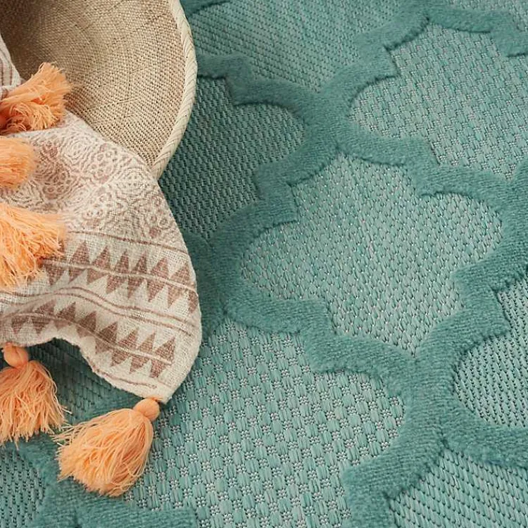 Outdoor Rugs-Kirklands Home Ocean Aqua Trellis Outdoor Area Rug, 4x6 Blue