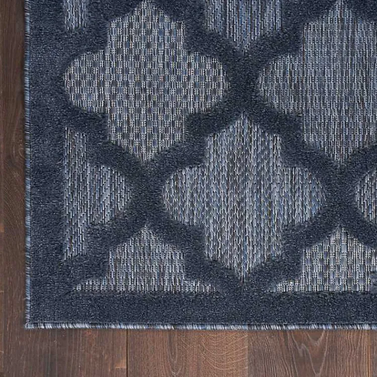 Outdoor Rugs-Kirklands Home Navy Trellis Indoor/Outdoor Area Rug, 5x7 Blue