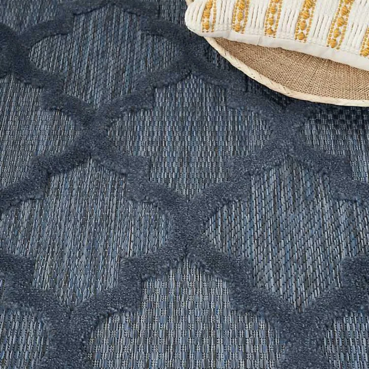 Outdoor Rugs-Kirklands Home Navy Trellis Indoor/Outdoor Area Rug, 5x7 Blue