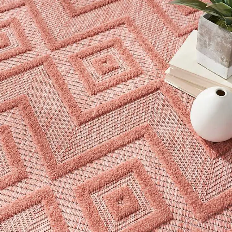 Outdoor Rugs-Kirklands Home Coral Diamond Indoor/Outdoor Area Rug, 4x6 Orange