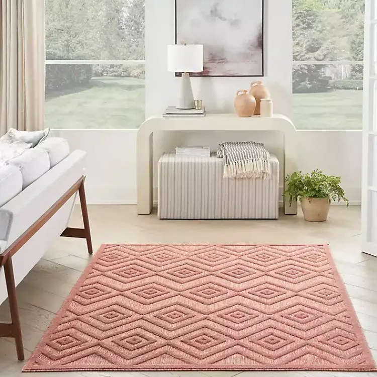 Outdoor Rugs-Kirklands Home Coral Diamond Indoor/Outdoor Area Rug, 4x6 Orange