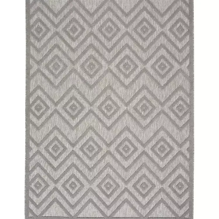 Outdoor Rugs-Kirklands Home Gray Diamond Indoor/Outdoor Area Rug, 4x6 Silver