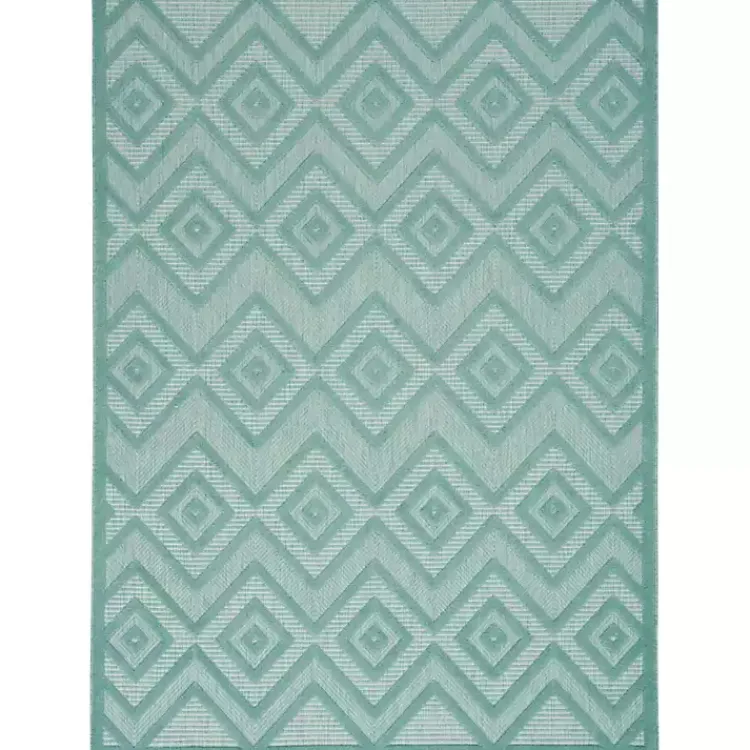 Outdoor Rugs-Kirklands Home Aqua Flatweave Diamond Outdoor Area Rug Blue