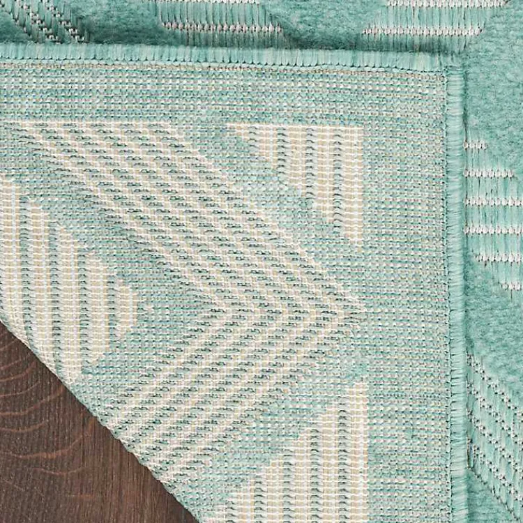 Outdoor Rugs-Kirklands Home Aqua Flatweave Diamond Outdoor Area Rug Blue