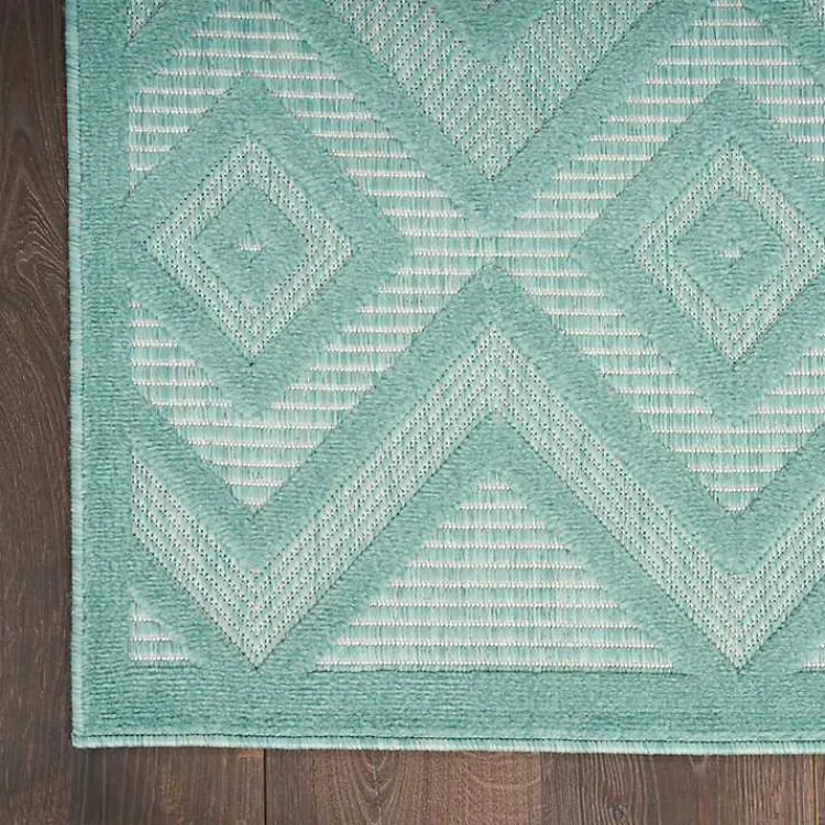 Outdoor Rugs-Kirklands Home Aqua Flatweave Diamond Outdoor Area Rug Blue