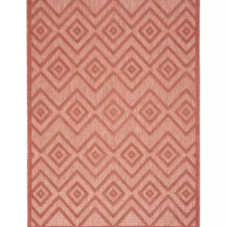 Outdoor Rugs-Kirklands Home Coral Diamond Indoor/Outdoor Area Rug, 5x7 Orange
