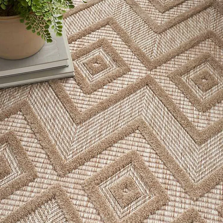 Outdoor Rugs-Kirklands Home Mocha Diamond Outdoor Area Rug, 6x9