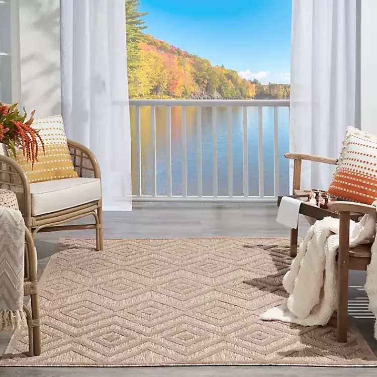 Outdoor Rugs-Kirklands Home Mocha Diamond Outdoor Area Rug, 6x9