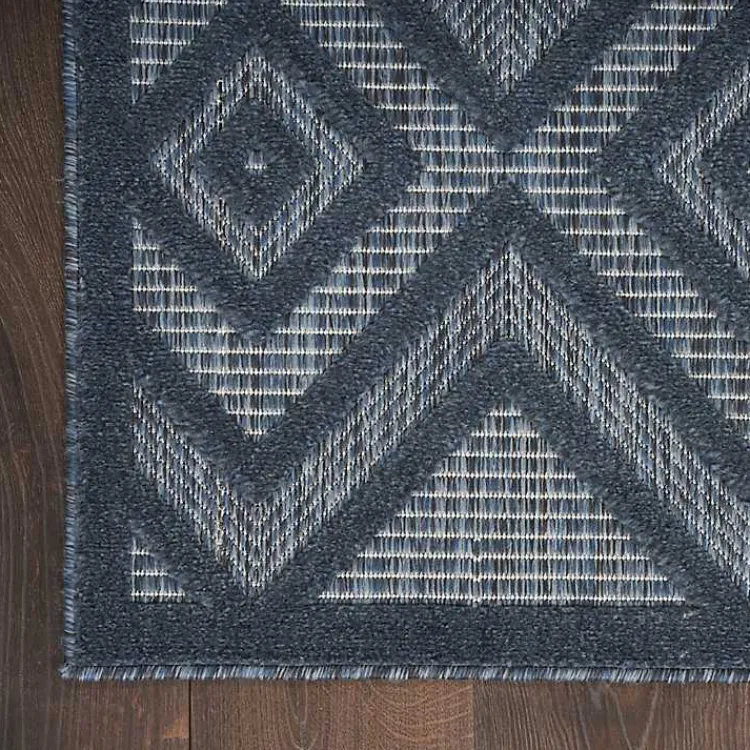 Outdoor Rugs-Kirklands Home Navy Diamond Indoor/Outdoor Area Rug, 6x9 Blue