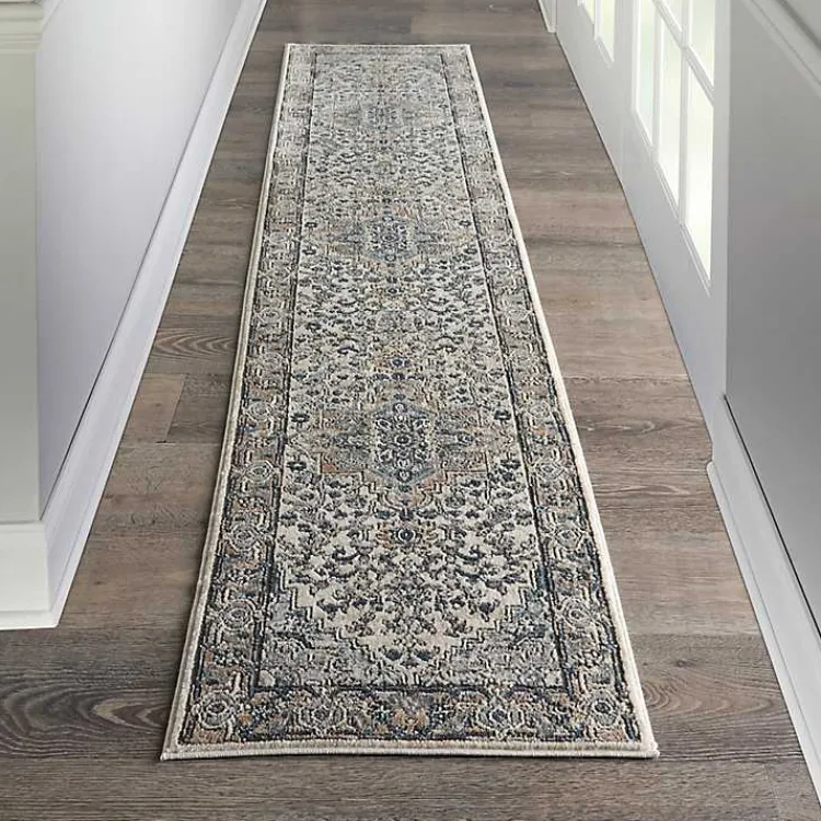 Area Rugs-Kirklands Home and Ivory Nadia Medallion Runner, 2x10 Gray