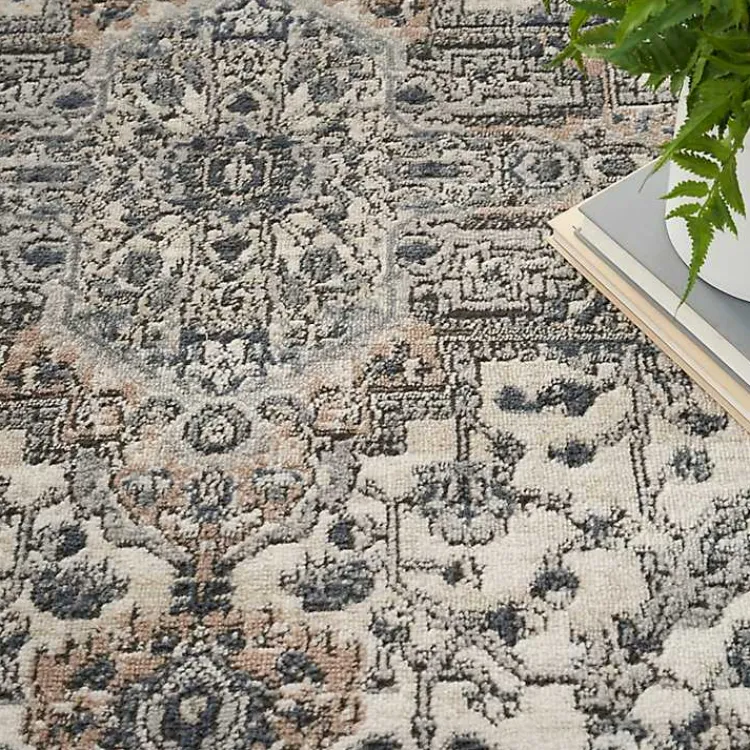 Area Rugs-Kirklands Home and Ivory Nadia Medallion Area Rug, 5x7 Gray