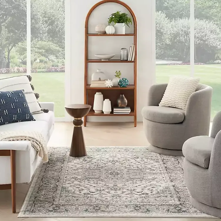 Area Rugs-Kirklands Home and Ivory Nadia Medallion Area Rug, 5x7 Gray