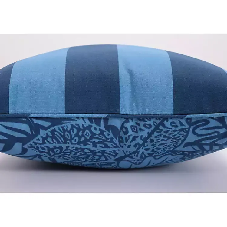 Outdoor Cushions & Pillows-Kirklands Home Indigo Island Reversible Outdoor Lumbar Pillow Blue