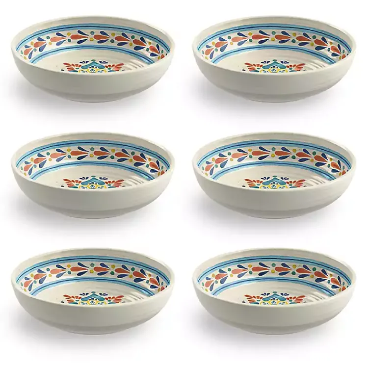 Outdoor Dining-Kirklands Home color Rio Melamine Low Bowls, Set of 6 Multi