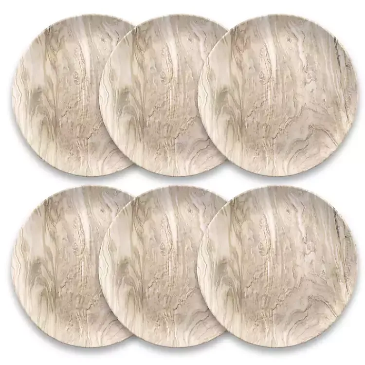 Outdoor Dining-Kirklands Home Faux Wood Melamine Dinner Plates, Set of 6 Tan