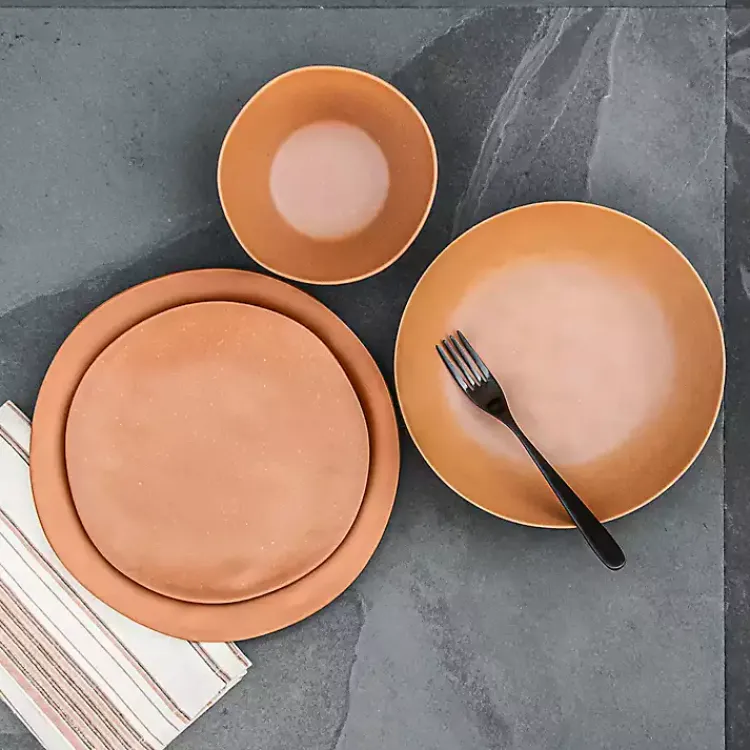 Outdoor Dining-Kirklands Home Terracotta Melamine Santal Dinner Plates, Set of 6 Orange