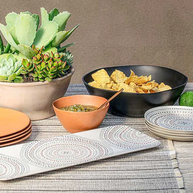 Outdoor Dining-Kirklands Home Terracotta Melamine Santal Dinner Plates, Set of 6 Orange