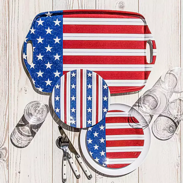 Outdoor Dining-Kirklands Home Stars and Stripes Melamine Serving Tray