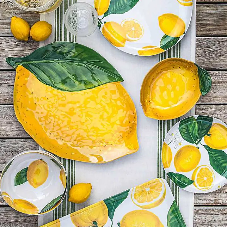 Outdoor Dining-Kirklands Home Lemon Melamine Cereal Bowls, Set of 6 Yellow