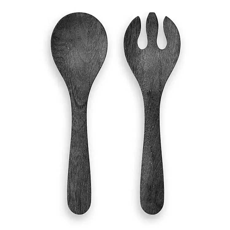 Outdoor Dining-Kirklands Home Charcoal Faux Wood Melamine 2-pc. Serving Utensils Gray
