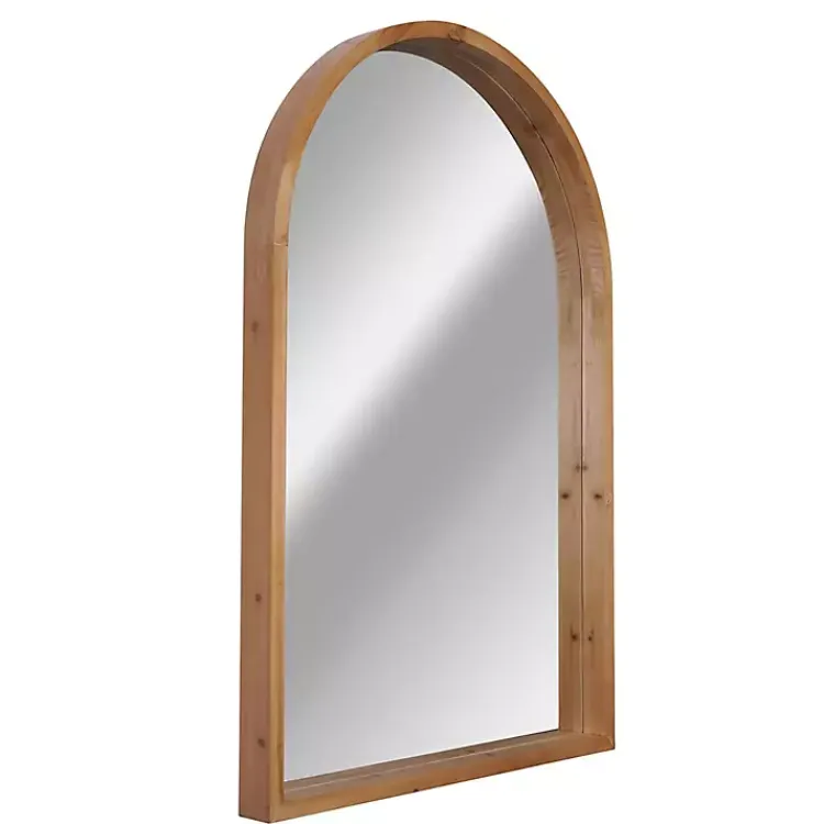 Decorative Mirrors-Kirklands Home Ciarra Natural Wood Arch Wall Mirror