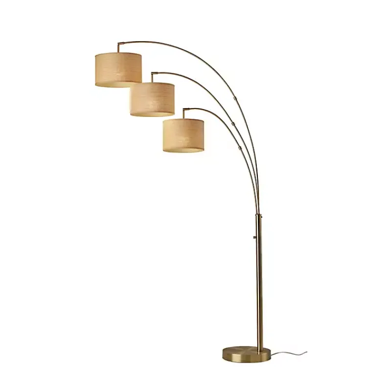 Floor Lamps-Kirklands Home Metal 3-Arm Arched Floor Lamp Gold