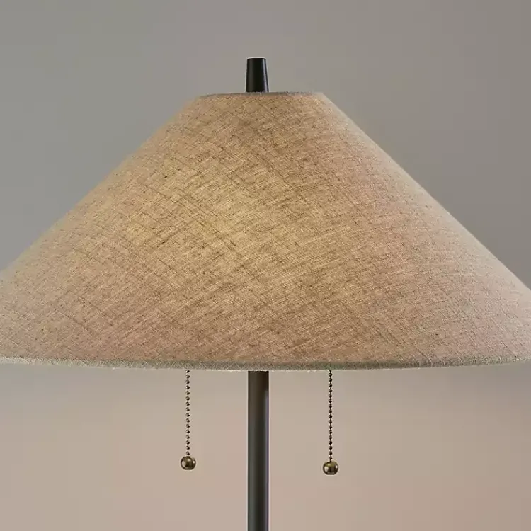 Floor Lamps-Kirklands Home Black Metal Walnut Flare Pulls Floor Lamp Tan