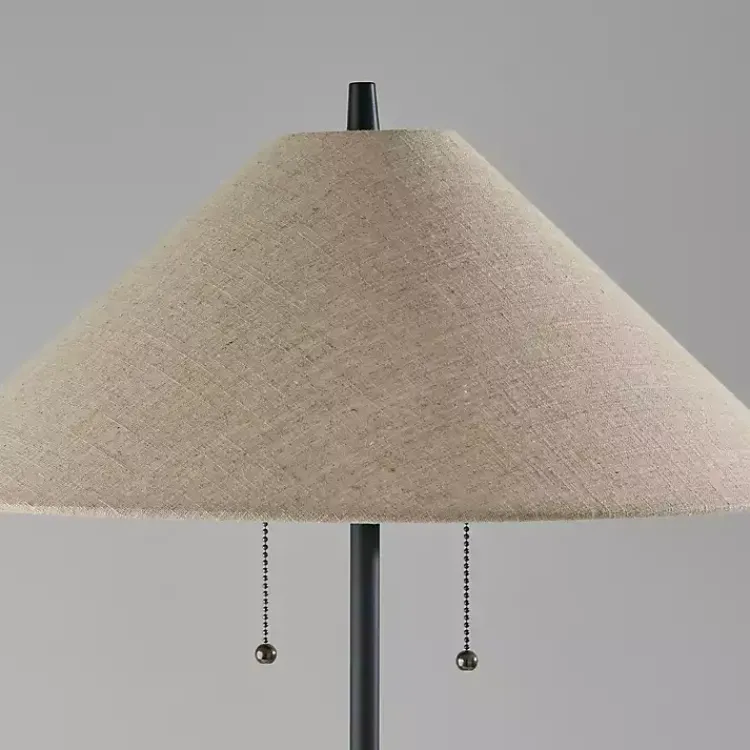 Floor Lamps-Kirklands Home Black Metal Walnut Flare Pulls Floor Lamp Tan