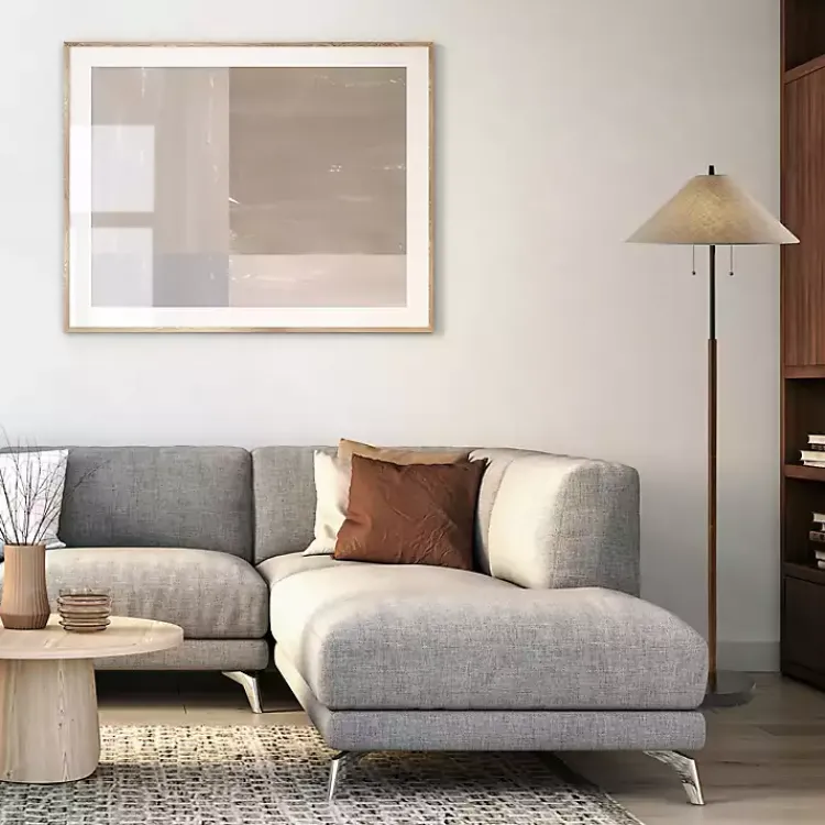 Floor Lamps-Kirklands Home Black Metal Walnut Flare Pulls Floor Lamp Tan