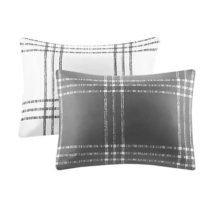 Comforters-Kirklands Home Gray Plaid Dayton 3-pc. King Comforter Set