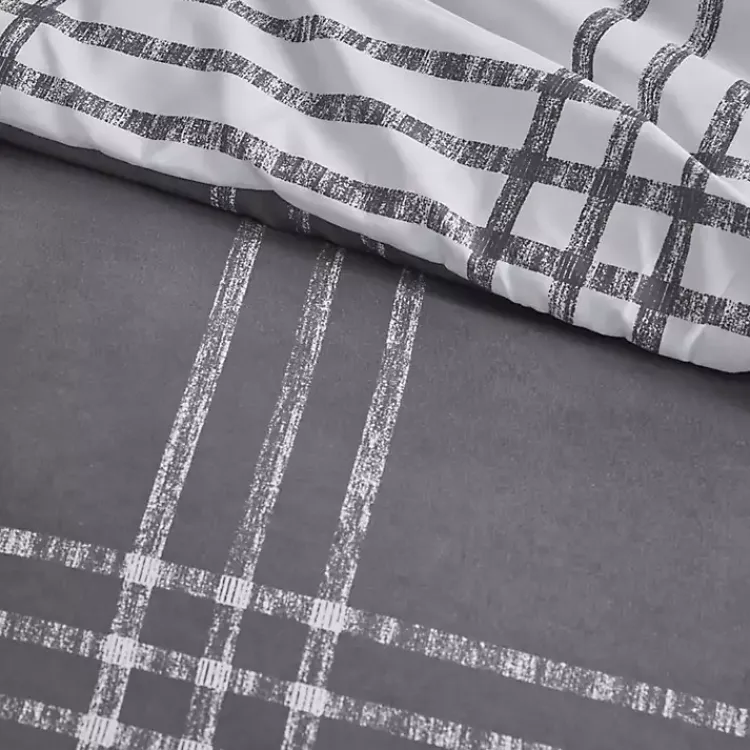 Comforters-Kirklands Home Gray Plaid Dayton 3-pc. King Comforter Set